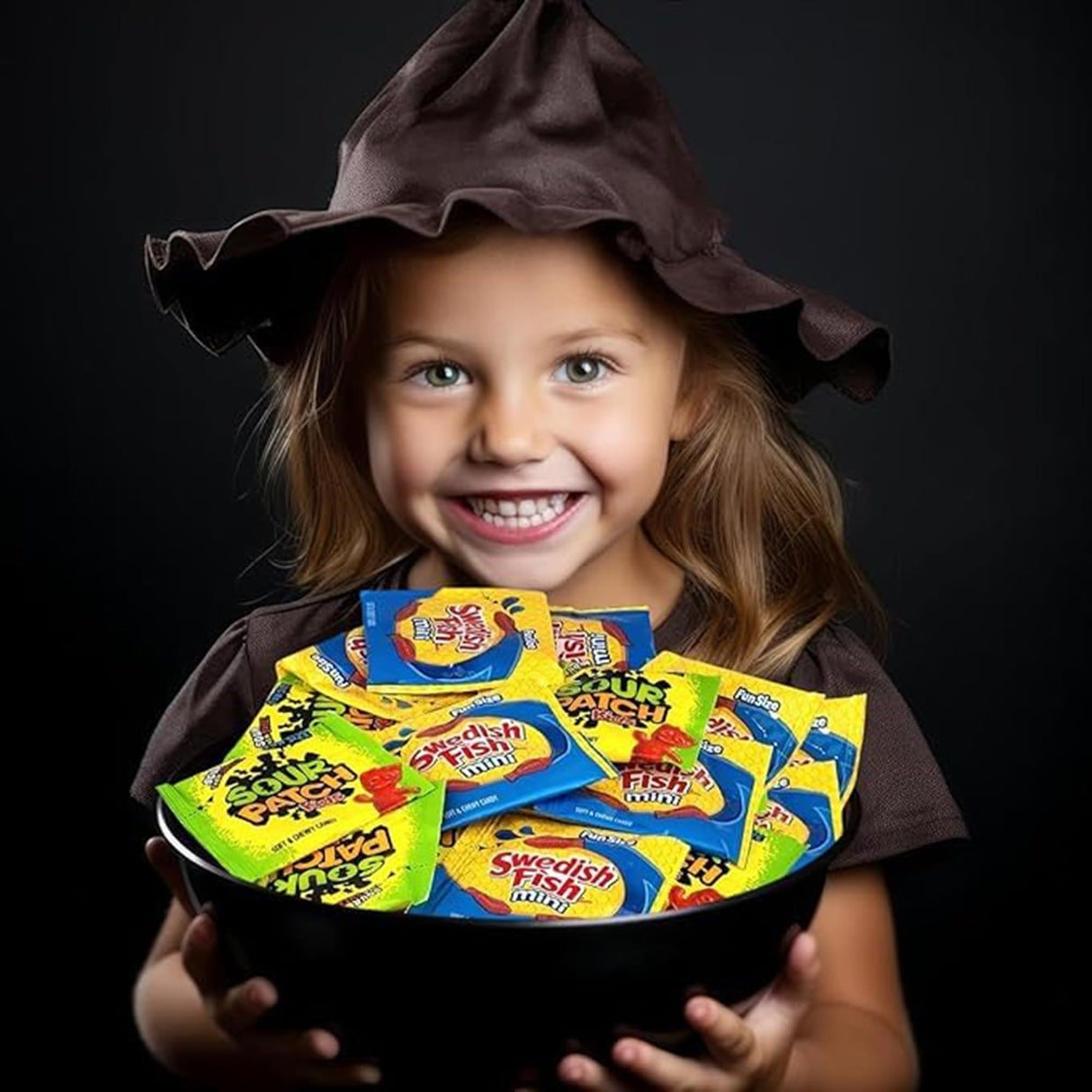 Halloween Bulk Candy Of 5 lb of Sours Patch For Kids And Swedish Fish Mini Soft And Chewy Candy Variety Snack Bulk Order. Individually Wrapped Fun Size Pouches, 0.5 Ounce, Huge 200 Ct. Christmas Candy