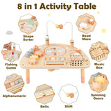 Activity Table for 1 Year Old, Montessori Toys for 1 2 Year Old Girls Boy Gifts, 8 in 1 Wooden Sensory Play Table for Toddler 1-3, Learning Toys for Baby 12-18 Months 1st Christmas Birthday Gifts