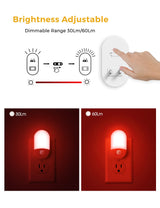 L LOHAS LED Red Night Light Plug in, Motion Sensor Night Light for Kids, 30/60LM, Red Nightlight, Motion Activated Night Lights for Bathroom, Hallway, Holiday Christmas Decoration, 2 Pack