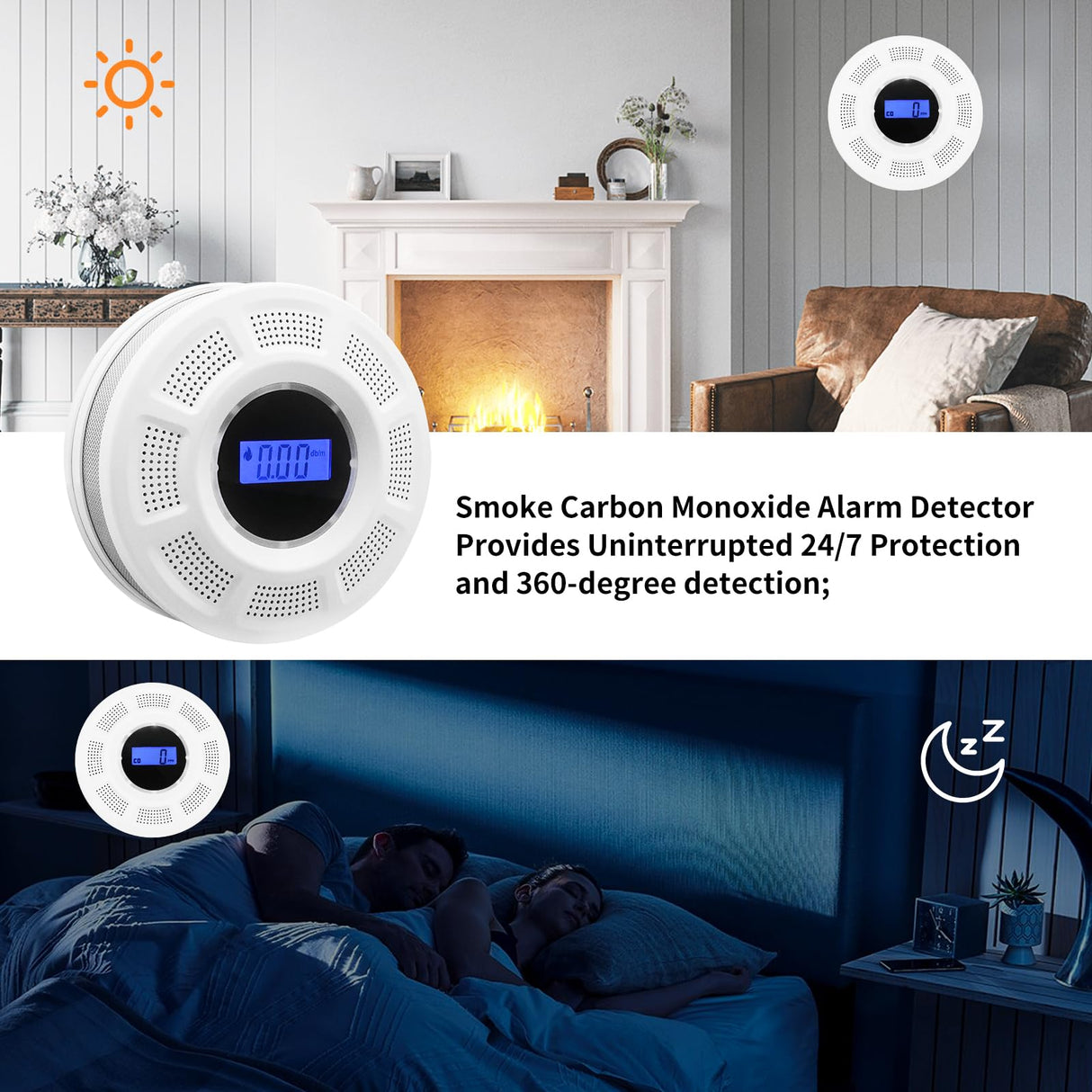 GiiHoo Smoke and Carbon Monoxide Detector Combo Powered by Battery, 2 in 1 CO & Smoke Alarm with LED Warning Light Indicators for Home, Travel, RV, Garage (6 Pack)