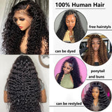 32 Inch Water Wave 13x6 HD Lace Front Wigs Human Hair 200 Density Lace Frontal Wig Human Hair Pre Plucked with Baby Hair Deep Part Curly Wig for Women