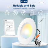 Amico 24 Pack 5/6 inch 5CCT LED Recessed Lighting, Dimmable, 12.5W=100W, 950LM, 2700K/3000K/4000K/5000K/6000K Selectable, Retrofit Can Lights with Baffle Trim, IC Rated - ETL & FCC, White