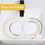 Goodluck 200PCS Gold Plastic Plates, Heavy Duty Disposable Gold Plates