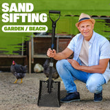 CKG Carbon Sand Sifter Shovel for Beach, Also Chicken Poop Scooper Goat Stall Sand Poop Cleaning, Lightweight & Durable Sifting Shovel for Farm and Gardening, Black Color