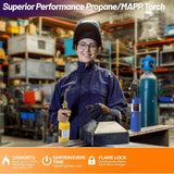 High Intensity Propane Torch Head Fuel by Propane, MAPP, Welding Torch, Turbo Gas Torch Kit, Trigger Start Mapp Gas Torch Kit with Igniter,Propane torch,Blow Torch(Fuel Not Included)