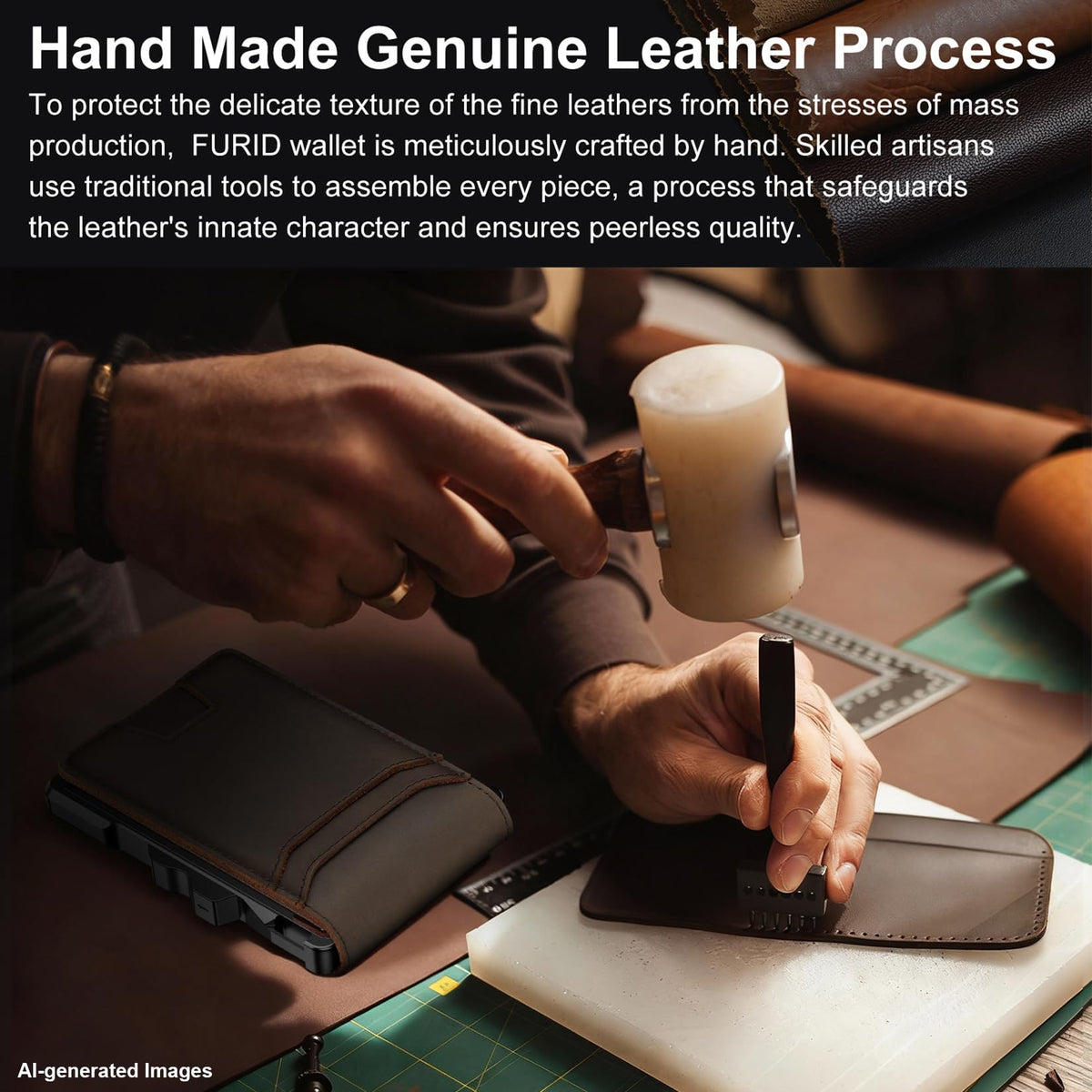 furid Genuine Leather Wallet for Men: Slim RFID Smart Minimalist Wallet