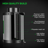 MELONFARM 6" Air Carbon Filter Smelliness Control with Australia Virgin Charcoal, Odor Removal Carbon Filter for Grow Tent, Inline Fan, Hydroponics, Pre-Filter Included, Insulated Flange 6" x 12"