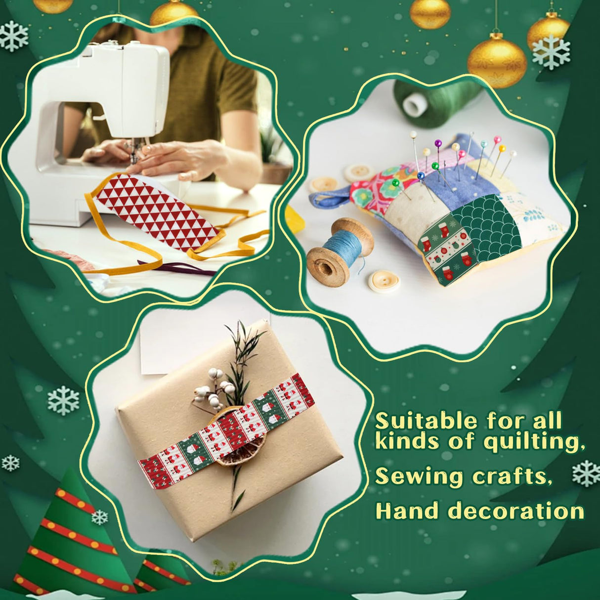 Jelly Roll Quilting Fabric, Scraps Squares Strips, Snowman Pattern Roll Cotton Fabric for Christmas DIY Crafts & Home Decor