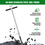 40 Inch Soil Sampler Probe, Stainless Steel Soil Core Sampling Tool with T-Handle, Heavy Duty Soil Probe for Lawn, Garden, Farm & Soil Testing