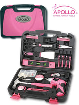 Apollo Tools 135 Piece Household Pink Hand Tools Set with Pivoting Dual-Angle 3.6 V Lithium-Ion Cordless Screwdriver - DT0773N1