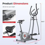 Sunny Health & Fitness Essential Smart 2-in-1 Cross Trainer Elliptical Bike, Magnetic Training Machine for Adult/Seniors Home Gym Cardio Exercises, Free SunnyFit App Bluetooth Connection - SF-E322004