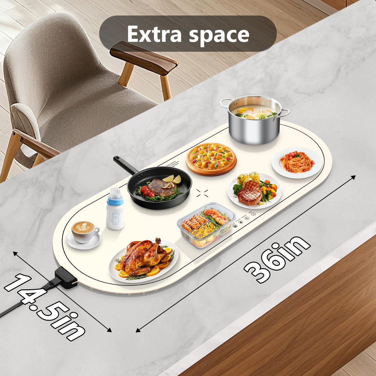 Warming Mat for Food Extra Large,36"x15" Food Warming Mats for Countertops, Parties, and Daily Use with Timer and 3 Temperature Levels