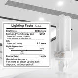 (4 Pack) 13 Watt Double Tube – 2 Pin (GX23-2) Base - 4100K CFL-Plug-in Replacement for Sylvania 21120/20708 - CF13DD/841/ECO - GE 97589 - F13DBX23/841/ECO - Philips 383133 PL-C13W/41/USA/ALTO.