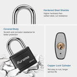 Puroma 4 Pack Keyed Padlock with 6 Keys Alike, 1.1 Inch Locker Lock 40mm Heavy-Duty Locks for Gate Fence Hasp Cabinet Toolbox School Gym Locker (Black)