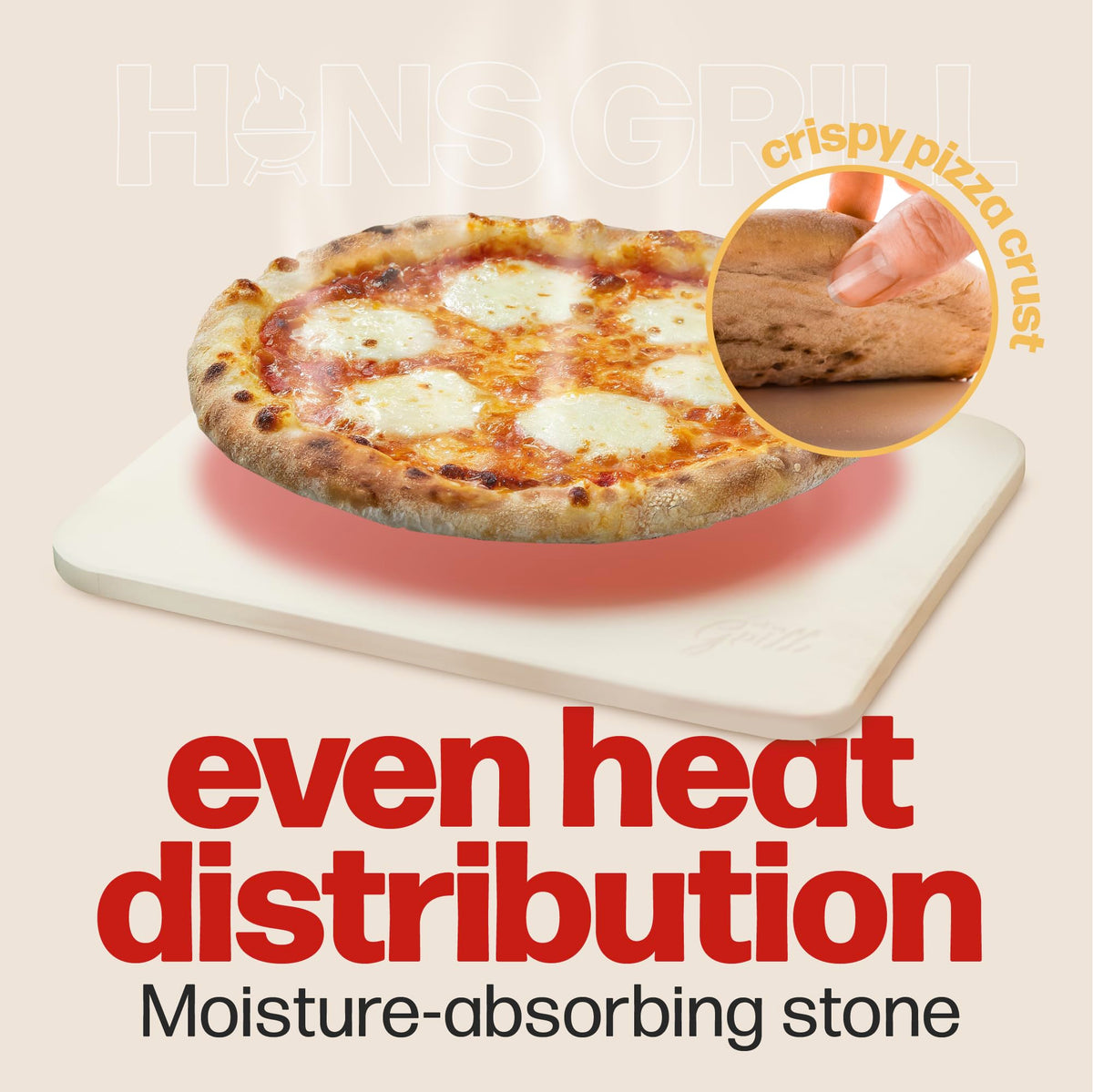 Hans Grill Rectangular Pizza Stone with Peel, 15 x 12 Inch Cordierite Stone
