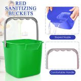 Irenare 8 Pcs Sanitizing Bucket 3 Quart Cleaning Pail Small Detergent Square, Spout and Handle Plastic Utility Sanitizer Buckets for Restaurant Kitchen Home Offices (Multicolor)