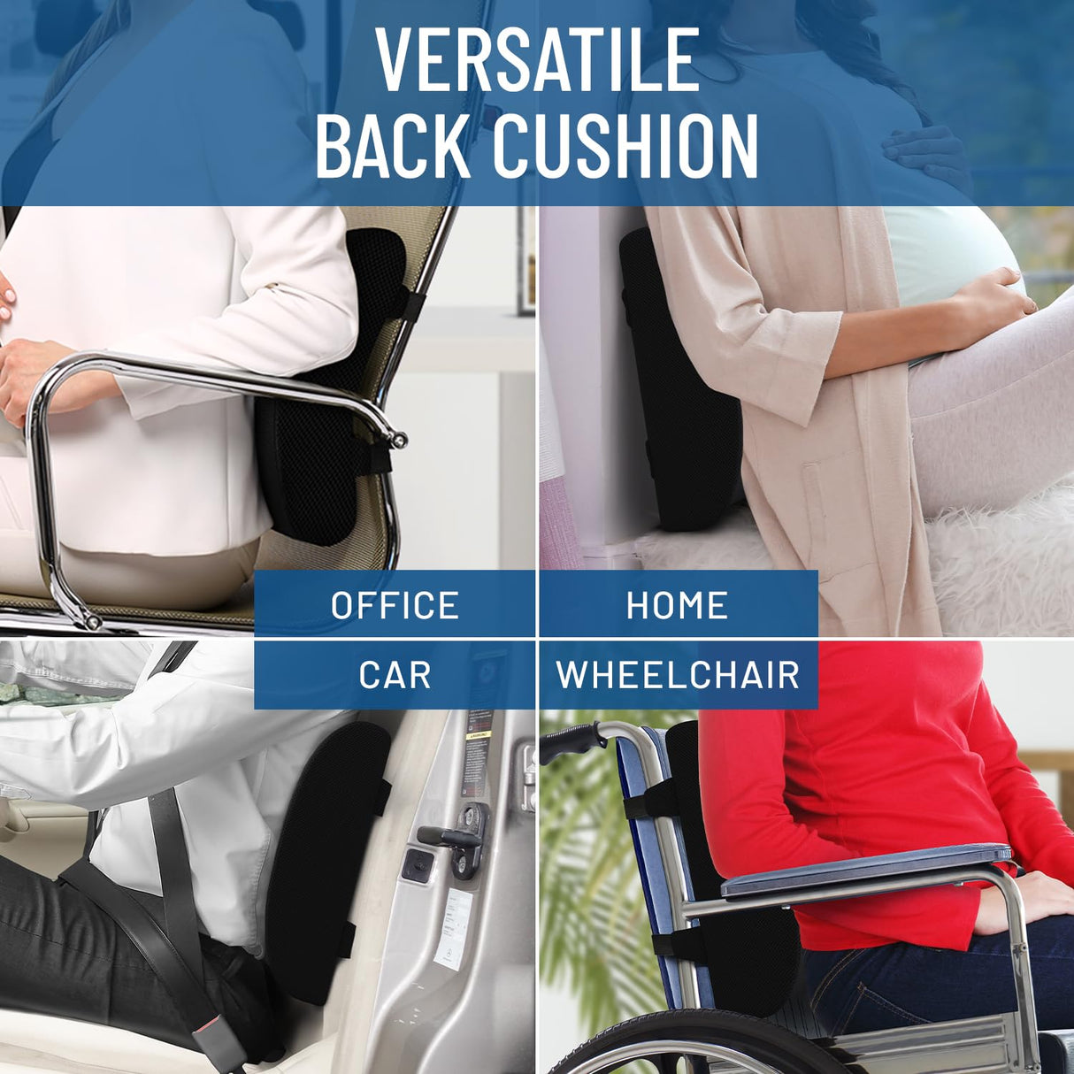 Everlasting Comfort Lumbar Support Pillow for Office Chair - Gel Infused Back Cushion for Chair, Car, Couch - Lumbar Pillow Promotes Better Posture, Back Pain Relief - Ideal for Gaming and Desk Chairs