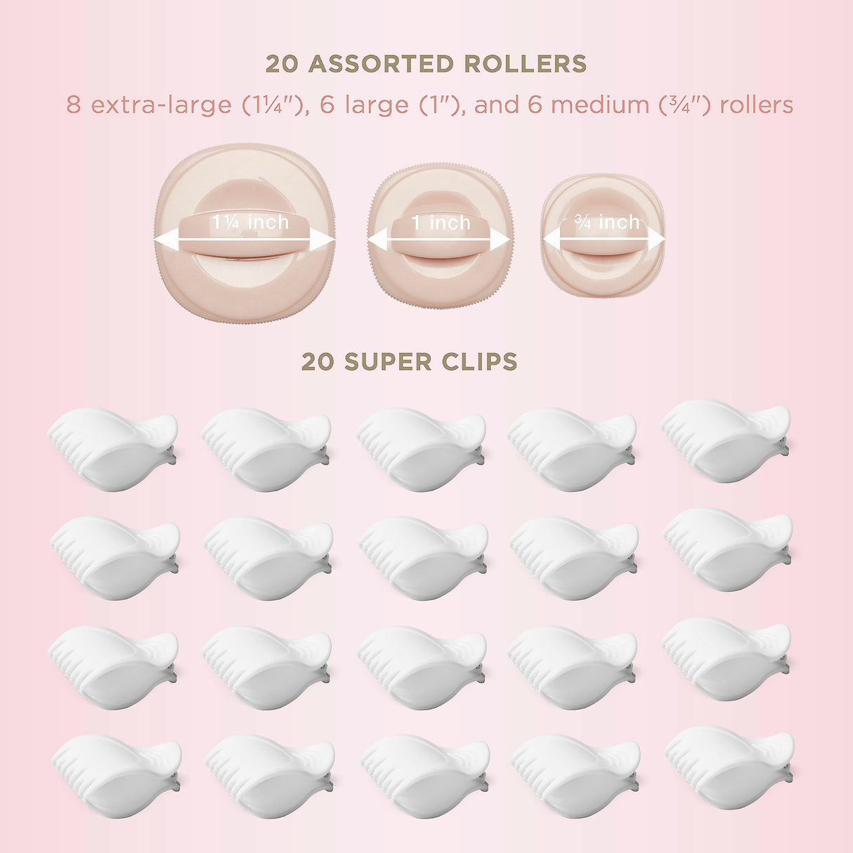 INFINITIPRO BY CONAIR Ceramic Flocked - Hot Rollers for Long, Medium, and All Hair - Hair Curler - Hair Roller Clips Included - 1 1/4-inch, 1-inch, and 3/4-inch Rollers