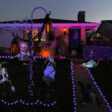 YEGUO Halloween Lights Battery Operated, 2 Pack Each 33ft 100 LED Purple String Lights Outdoor Waterproof, Green Wire Fairy Christmas Light Indoor with Remote