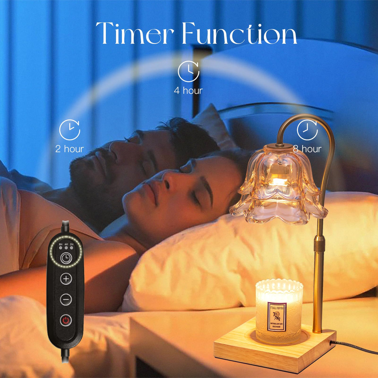 Candeldo Candle Warmer Lamp with Timer: Flower Gold Candle Lamps Height Adjustable Wax Melt Home Decor House Warming Christmas Gift Mom Gift for Women