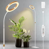 LPMZMBL One Head Grow Light for Indoor Plants Full Spectrum - Floor Standing Plant Lamp with Auto Timer 6/12/18H, 5-Level Dimmable & Adjustable Height 16.5-68in for Large Tall Plants |Faux Wood Design