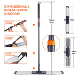 Dust Mop for Hardwood Floors 36 inch Commercial Industrial Floor Dust Mop with Extra 3 Mop Refill Pads 61 Inch Long Handle for Cleaning Office Garage Hardwood Warehouse Factory Mall Deck