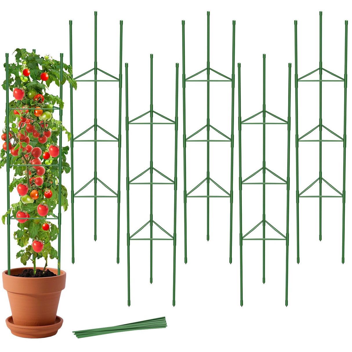 MYMULIKE 6 Pack Tomato Cages for Garden, 51in*13in Adjustable Tomatoes Plant Stakes Support Cages Trellis, Garden Trellis for Vegetable Flowers Fruits Climbing Plants- 20 Binding Wires Included