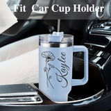 Elemtansy Personalized 40 Oz Tumbler with Handle and Straw, Custom Cup with Name & Birth Flower, Stainless Steel Travel Coffee Tumbler,Personalized Christmas Birthday Gifts for Women, Teen Girls