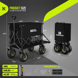 HIKEMOON Double Decker Collapsible Tailgate Wagon, Balloon Wheels, Black