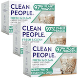 The Clean People Fabric Softener Sheets - Dryer Sheets - Softens & Removes Static - Vegan Laundry Softener With Essential Oils - Fresh 360 Pack