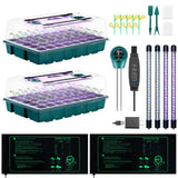 Hugbow Seed Starter Tray with Grow Lights and Heat Mat, 3-in-1 Soil Meter, 80-Cell Seed Growing Tray, Germination & Plant Propagation Station for Indoor Plants 2-Pack