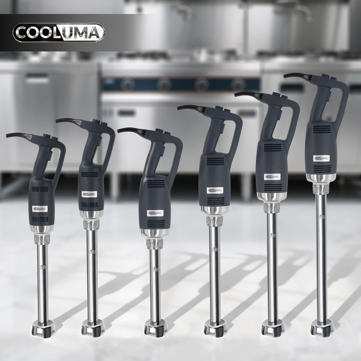 COOLUMA Commercial Immersion Blender, X-Heavy Huty 750W Handheld Blender, 18 Inch Detachable Shaft, 8,000-19,000 RPM Variable Speed, 42 Gallons Multifunction Pro Electric Stick Emulsifier.