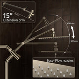Veken All Metal 10" Brushed Nickel Shower Head with Handheld, Luxurious Square High Pressure Double Rain Shower Heads with Power-wash Hand Held, Dual Detachable Rainfall Showerhead,Bathroom Upgrade