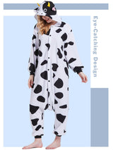 Magicalani Cow Onesie Pajamas for Adults - Unisex Animal Cosplay Sleepwear, Christmas Halloween Costume