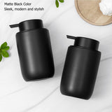 Foaming Soap Dispenser Thick Ceramic Foam Hand Soap Dispenser for Bathroom or Kitchen Sink, Liquid Pump Bottles for Hand soap, Body Wash, 2 Pack Black