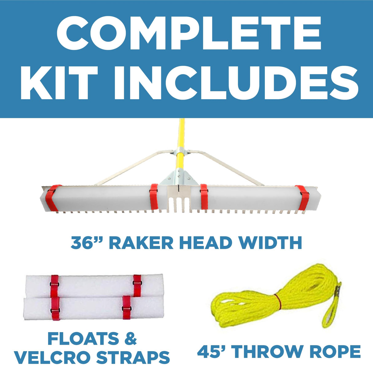 Jenlis Razer Rake Heavy Duty Collapsible Aluminum Pond & Lake Rake