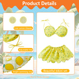 Summer Porch Goose Outfit Set for 23'' Cement Plastic Lawn Goose Statue,Funny Lemon Bikini Clothes with Inflatable Swim Ring, Sun Hat & Glasses, Cute Beach-Themed Decor for Outdoor Yard Statues