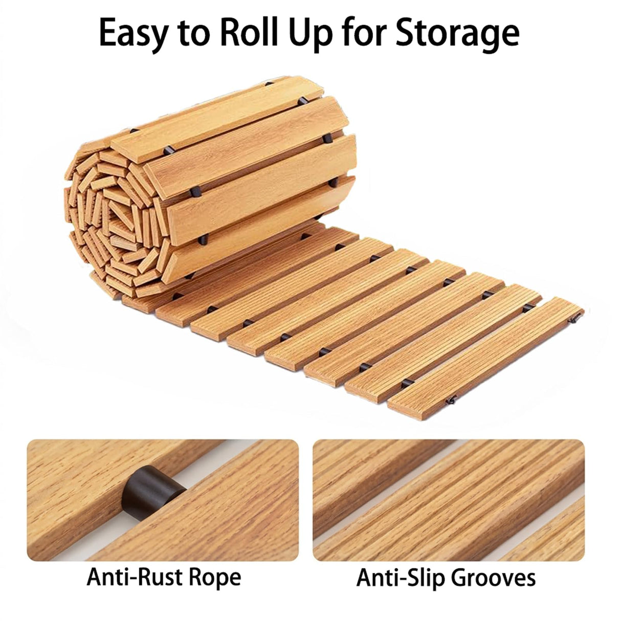 Wooden Garden Pathway Outdoor Walkway - 12 FT Roll Out Outdoor Pathway with Ground Stakes, Boardwalk Pavers for Outside Walkway, Non-Slip Garden Path for Backyard Decor, Lawn Landscaping, Natural
