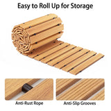 Wooden Garden Pathway Outdoor Walkway - 12 FT Roll Out Outdoor Pathway with Ground Stakes, Boardwalk Pavers for Outside Walkway, Non-Slip Garden Path for Backyard Decor, Lawn Landscaping, Natural