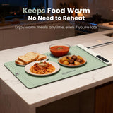 Warming Mat for Food, 24"x15" Food Warming Mat 6 Temperature & Timer Settings Upgrade Graphene Fast Full Surface Heating-Versatile Food Warmer for Gatherings, Parties, Everyday Use-Slate Gray Green