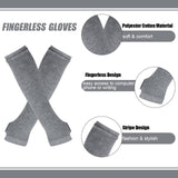 Barrlves 4 Sets Womens Striped Knee High Socks Long Knit Arm Warmers Fingerless Gloves for Halloween Costume (4sets Solid Black+White+DeepGrey+Grey)