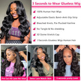 eddfine 250% Density Glueless Wigs Human Hair Pre Plucked Pre Cut 5x5 HD Lace Closure Wigs Human Hair Body Wave Lace Front Wigs Human Hair for Women Glueless Wigs Human Hair for Beginners 26 Inch