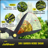 Jardineer 16.5'' Hedge Shears, Lightweight Hedge Clippers Handheld with Shock-Absorbing Bumpers and Sharp Steel Wavy Blade, Landscaping Shears for Trimming Hedges, Shrubs and Shaping Bushes