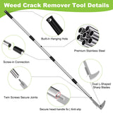 Crack Weeder Crevice Weeding Tool with 22'' to 64'' Adjustable Long Handle