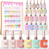 Double Rhythm 28Pcs 0.5Oz Gel Nail Polish Set Same Color Same Bottle Soak Off Gel Polish Kit Nail Art Manicure Salon DIY at Home for Women (Pastel Candy Collection-T24-5)