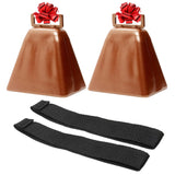 Bevin Bells Long Distance Cow Bells 10LD (Copper & Copper) | Christmas Bells | Made from Steel | Loud Noise Makers | w/White Strap Around The Handle | Easier to Hold | Made in CT, USA