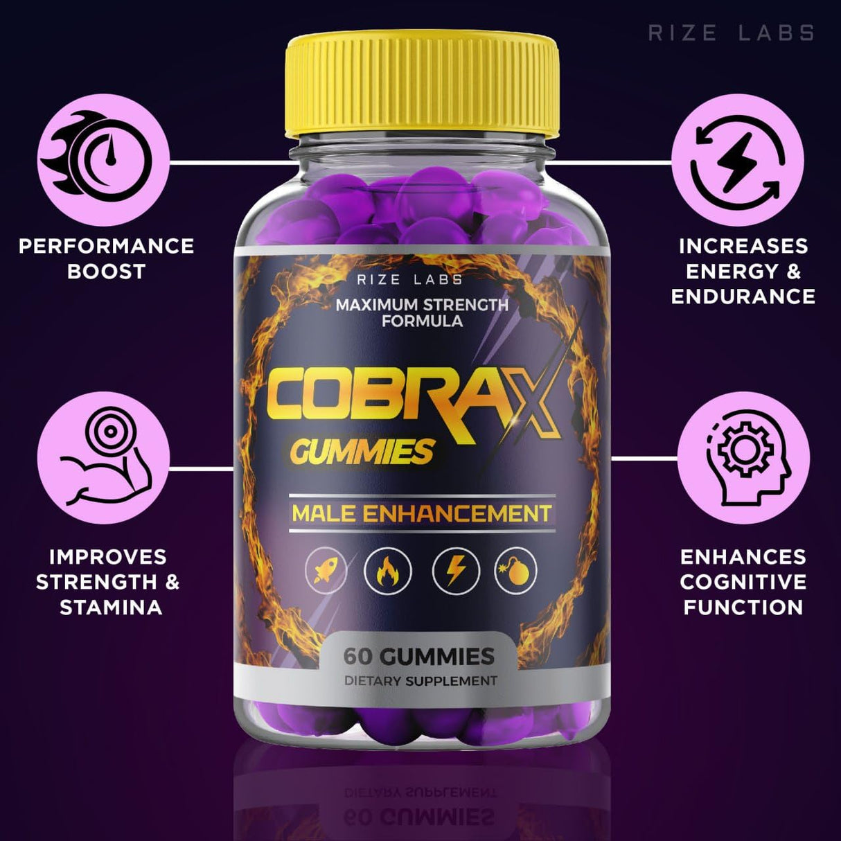 (5 Pack) CobraX Gummies, CobraX Gummies for Men, Cobra X Performance Support Ultra Pure Supplement Gomitas Advanced Formula Energy Review Stamina Performance (300 Gummies)