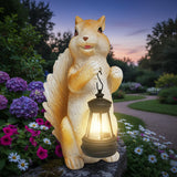 HDOOMN Solar Garden Statues Squirrel Decor - Resin Outdoor/Indoor Squirrel Sculpture Garden Lights Statue Decoration for Patio Home Yard Lawn, Unique Garden Figurine Lights Gift for Mom Grandma