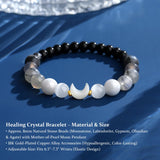 Moon Phase Moonstone Bracelet, Moon Jewelry Crystal Healing Gifts for Women