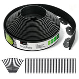 No Dig Durable Garden Landscape Edging Kit, 2" Tall Black Plastic Lawn Border for Landscaping, Flower Gardens, Lawn (100FT+ 120pcs Anchoring Spikes, Black)
